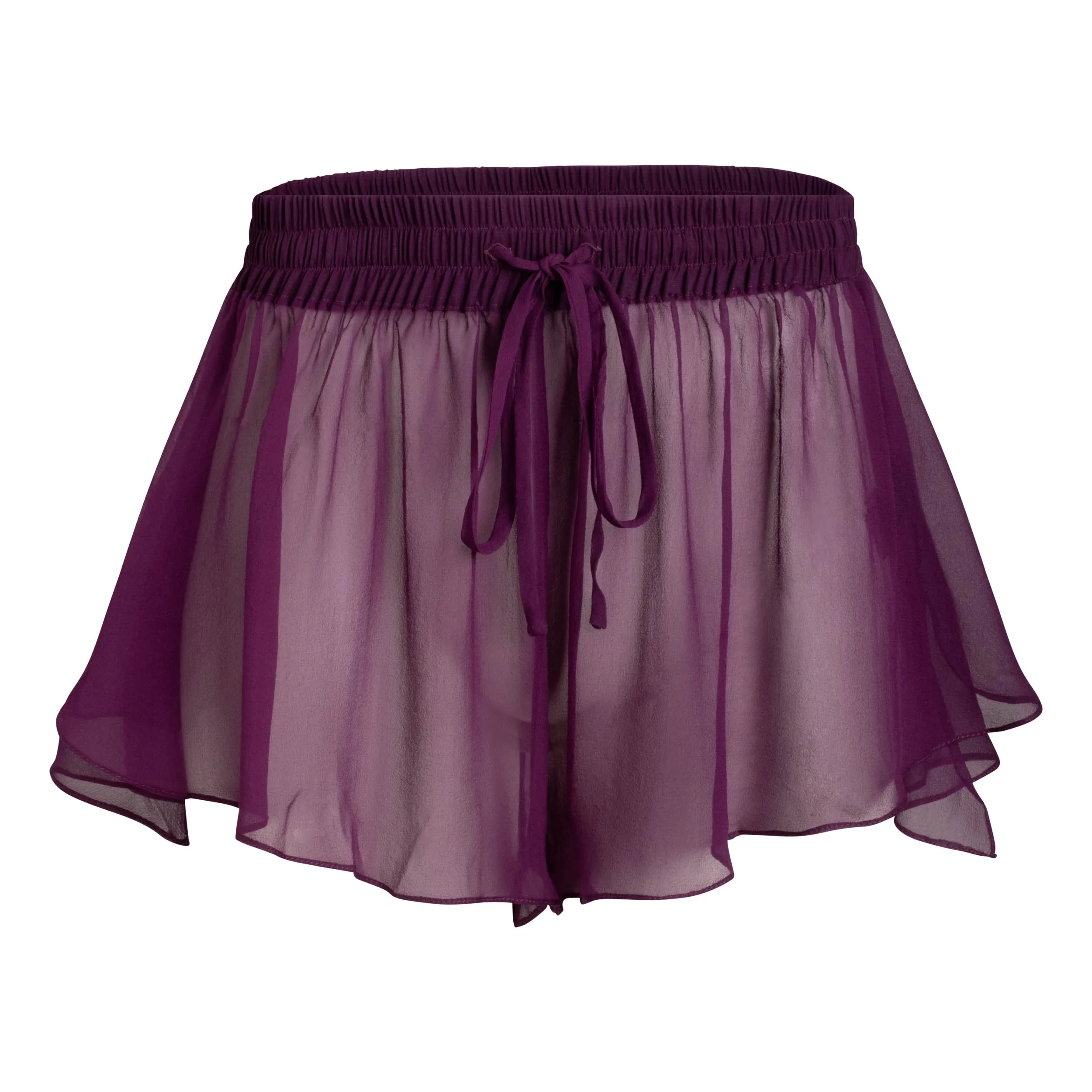 LOLA SILK SHORT ROBE & DONNA SILK CHIFFON SHORT IN AUBERGINE