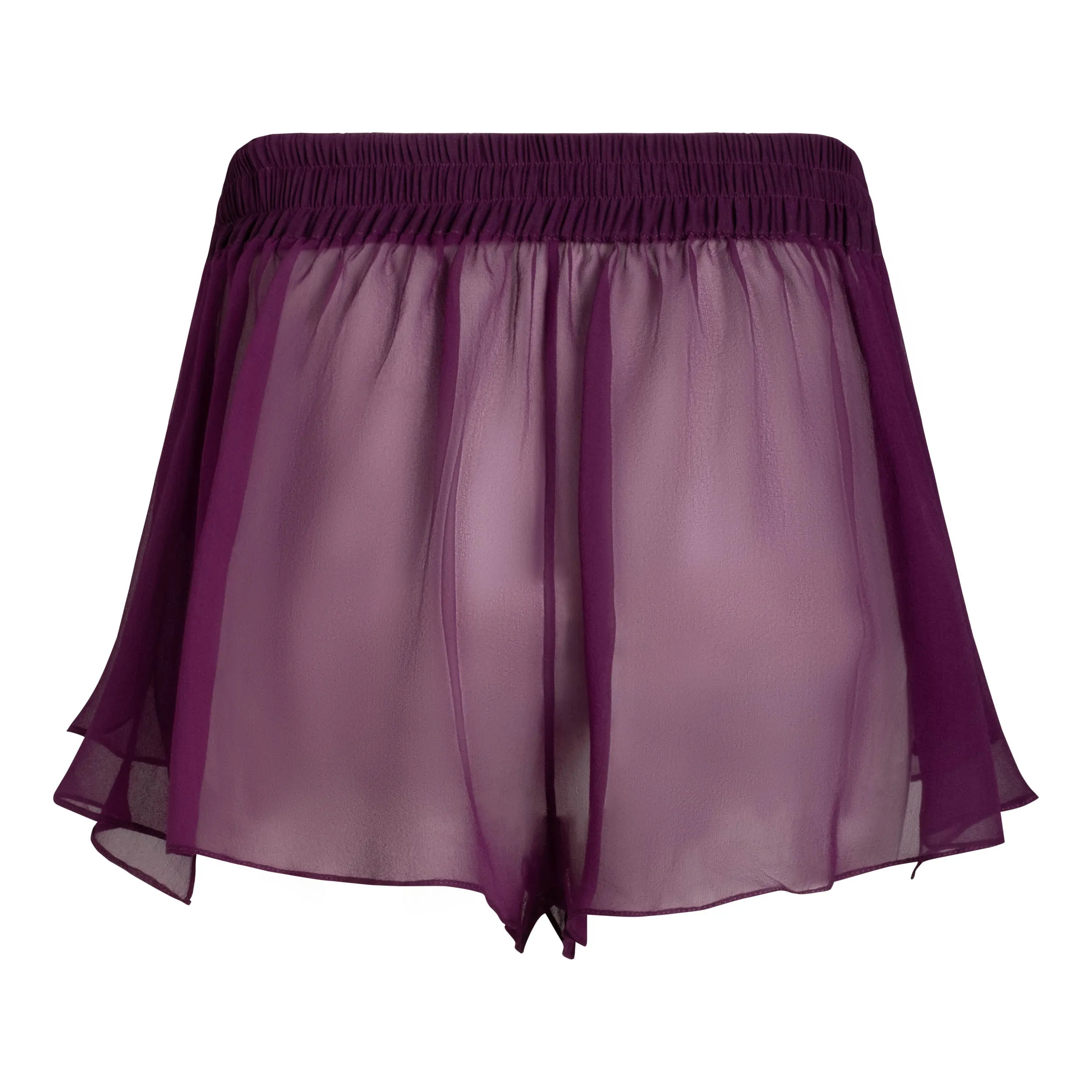 LOLA SILK SHORT ROBE & DONNA SILK CHIFFON SHORT IN AUBERGINE