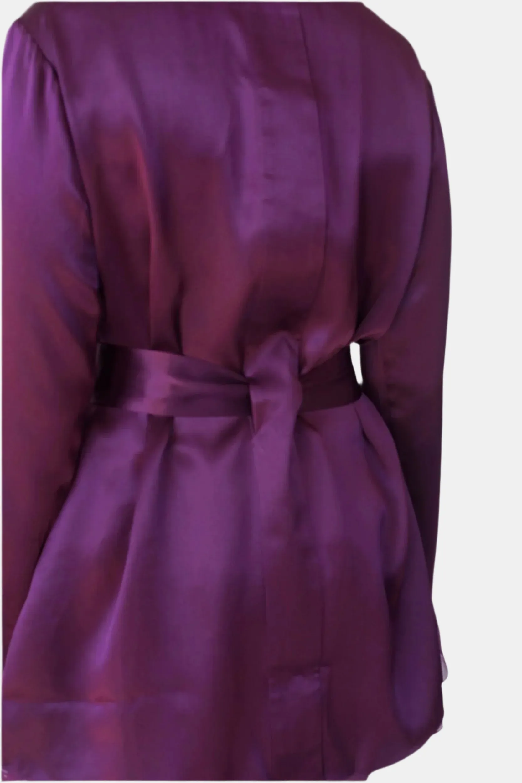 LOLA SILK SHORT ROBE & DONNA SILK CHIFFON SHORT IN AUBERGINE