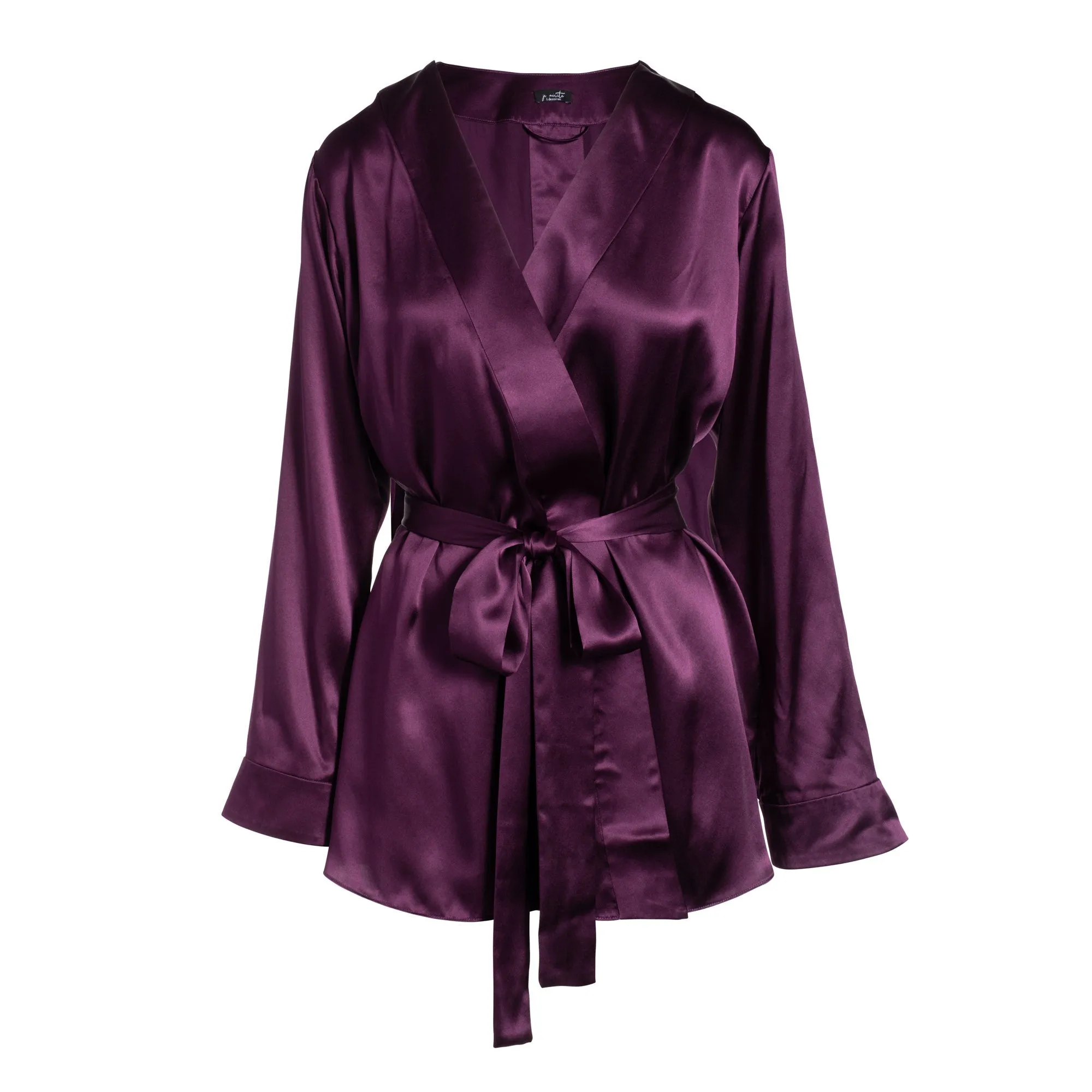LOLA SILK SHORT ROBE & DONNA SILK CHIFFON SHORT IN AUBERGINE