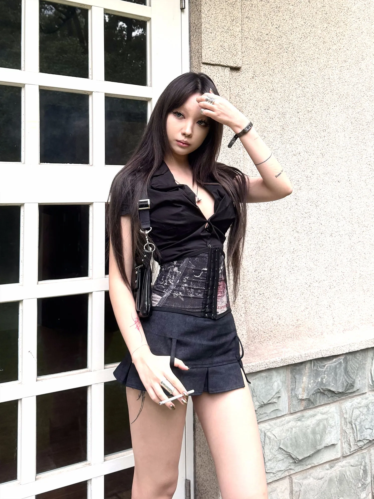 Low Waist Pleated Mini Skirt