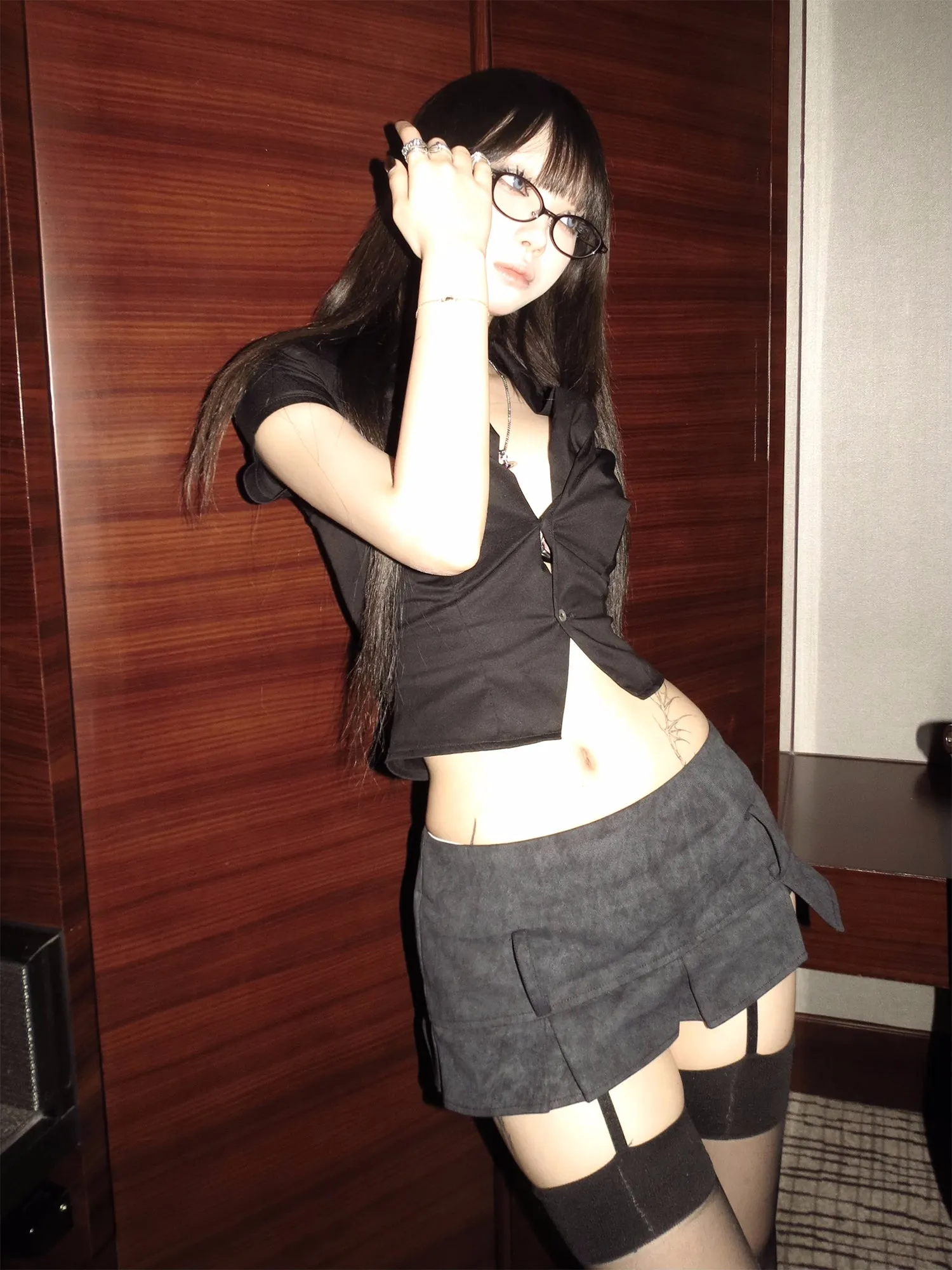 Low Waist Pleated Mini Skirt