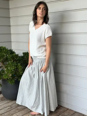 lulu skirt-fine grey stripe hemp