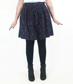 Made590 navy skirt with polka dot print size L, best fits 12-14