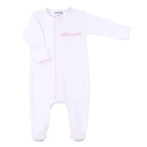 Magnolia Baby Big and Little Embroidered Footie - Pink