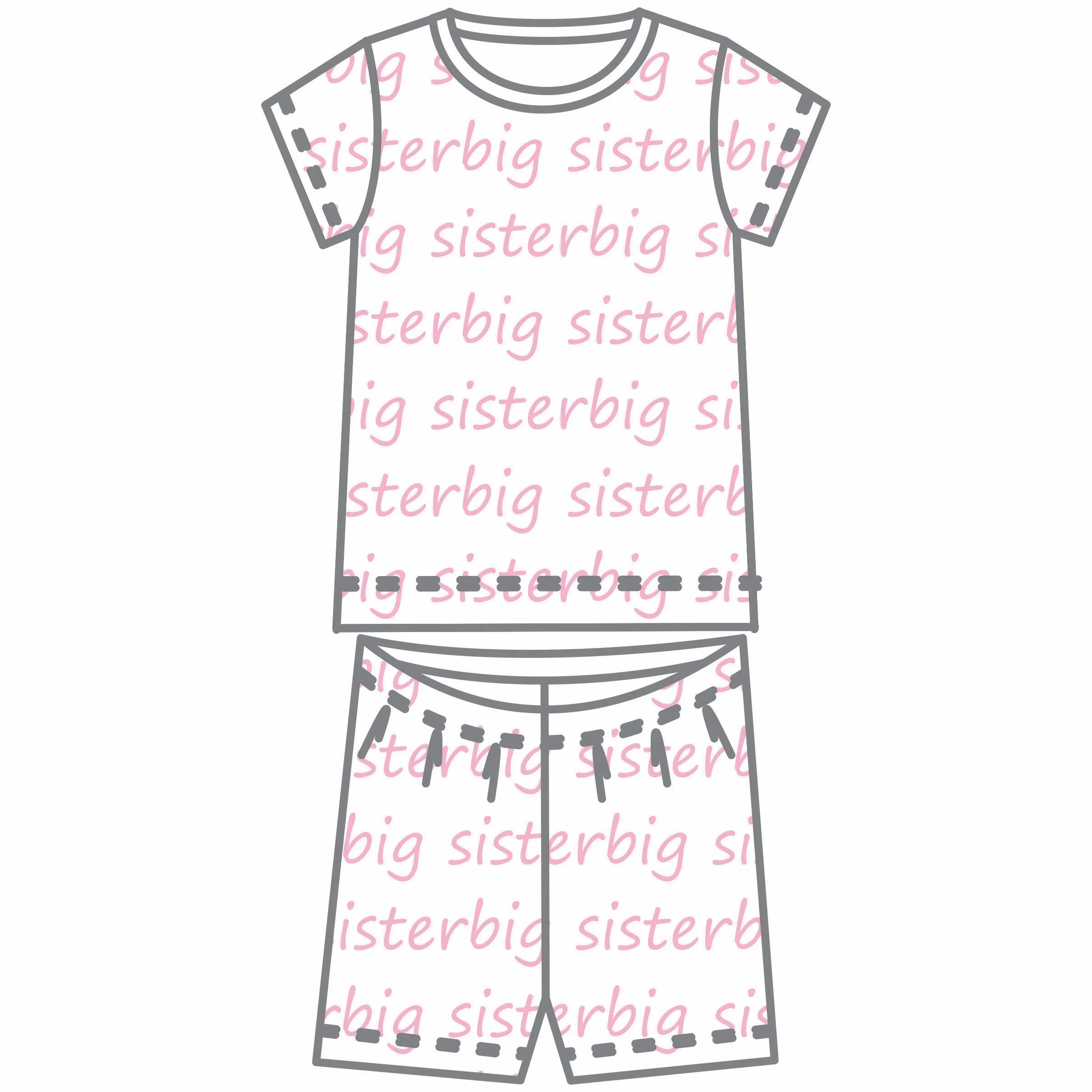 Magnolia Baby Big and Little Printed Pajamas - Pink/Big Sister