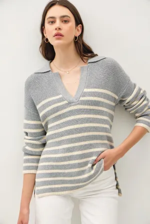 Marina Stripped V Neck Sweater