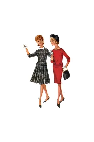 McCall's 6533 Two Piece Dress with Slim or Pleated Skirt, Cut, Complete Sewing Pattern Size 11JP Bust 33