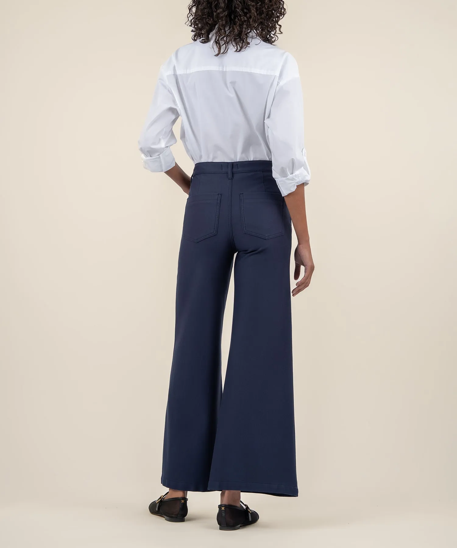 Meg High Rise Wide Leg Ponte Trouser - Navy