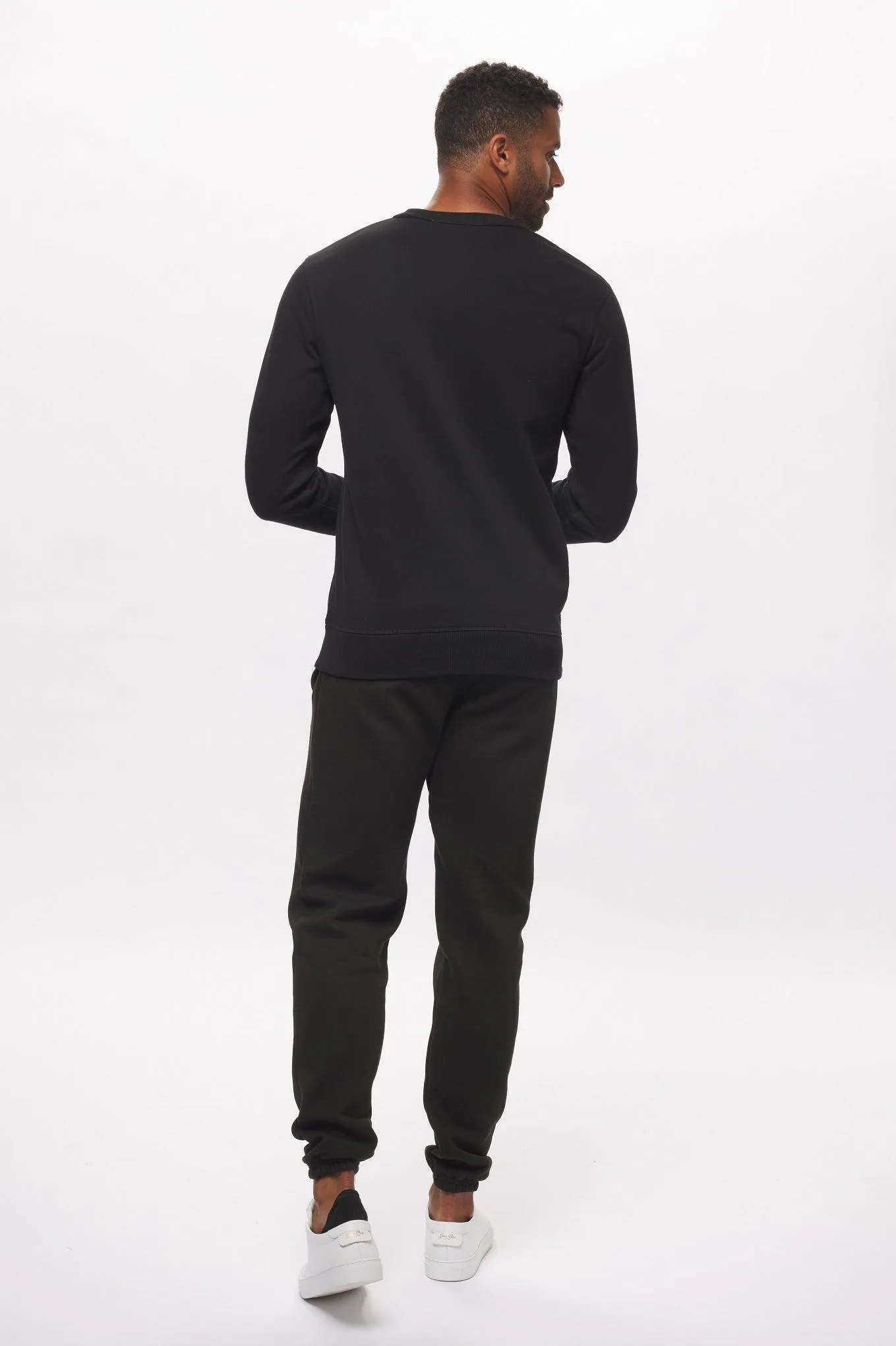 Men's - House of V - Black Varsity Chenille Patch Crew Neck Sweater