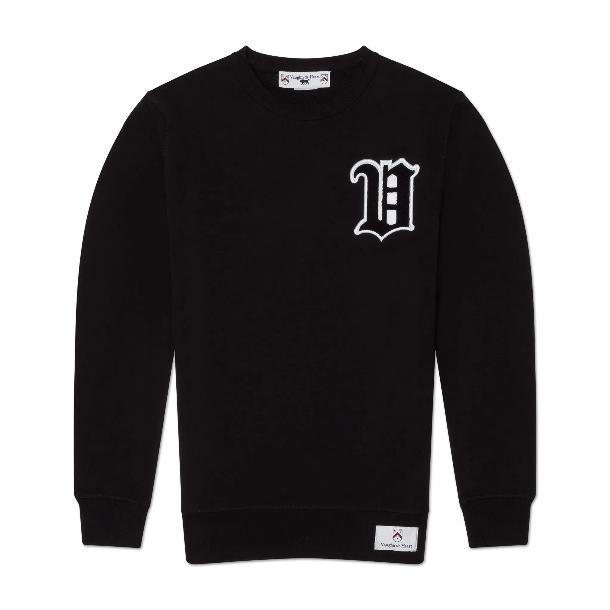 Men's - House of V - Black Varsity Chenille Patch Crew Neck Sweater