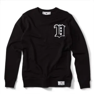 Men's - House of V - Black Varsity Chenille Patch Crew Neck Sweater