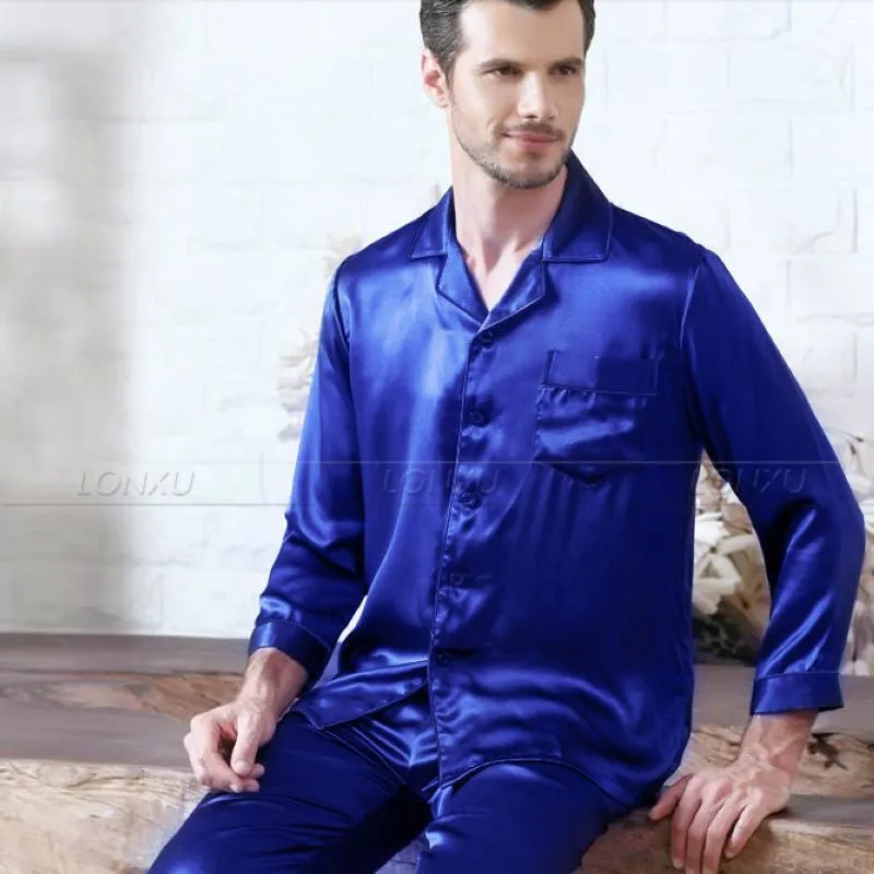 Mens Silk Satin Pajamas Set Pyjamas Set Pjs Sleepwear Loungewear