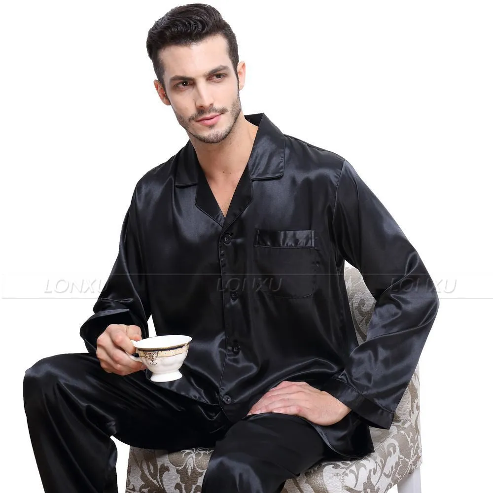 Mens Silk Satin Pajamas Set Pyjamas Set Pjs Sleepwear Loungewear