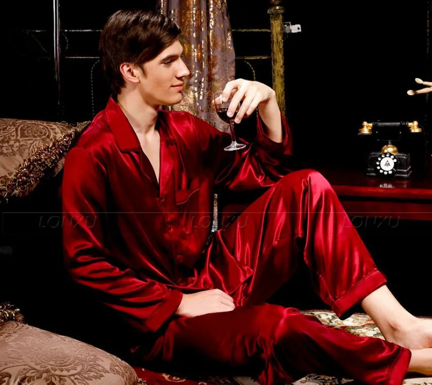 Mens Silk Satin Pajamas Set Pyjamas Set Pjs Sleepwear Loungewear