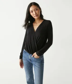 Michael Stars- Janet Surplice Top In Charcoal
