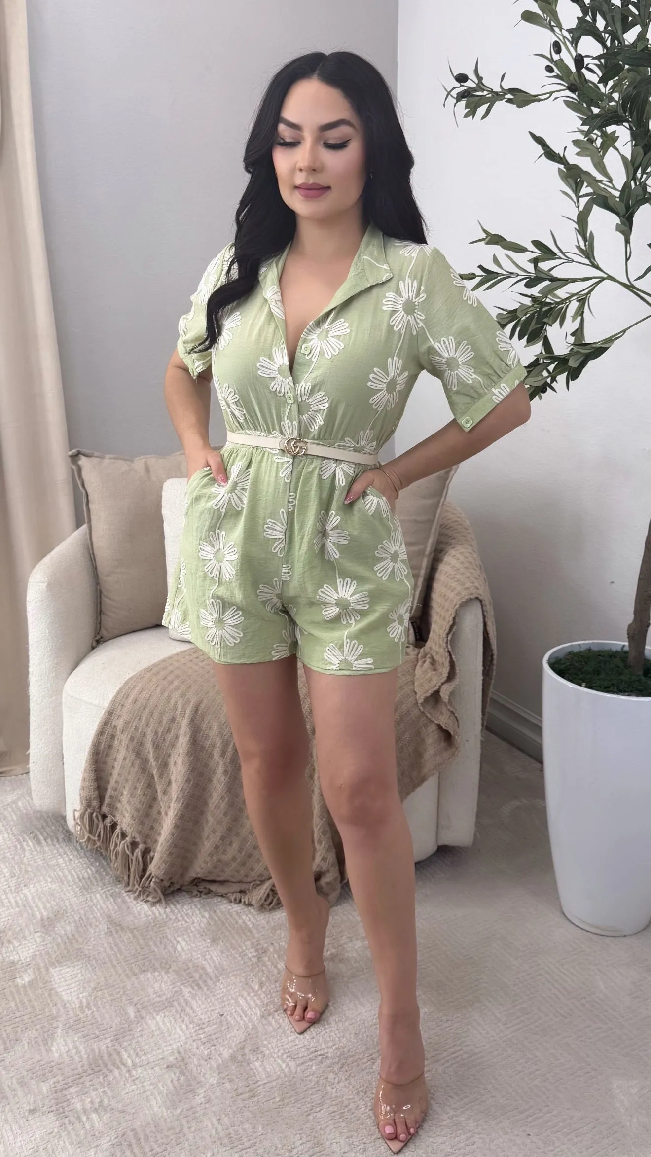 MILLIE GREEN ROMPER