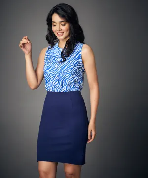 Mini Bodycon Ponte Blue Skirt