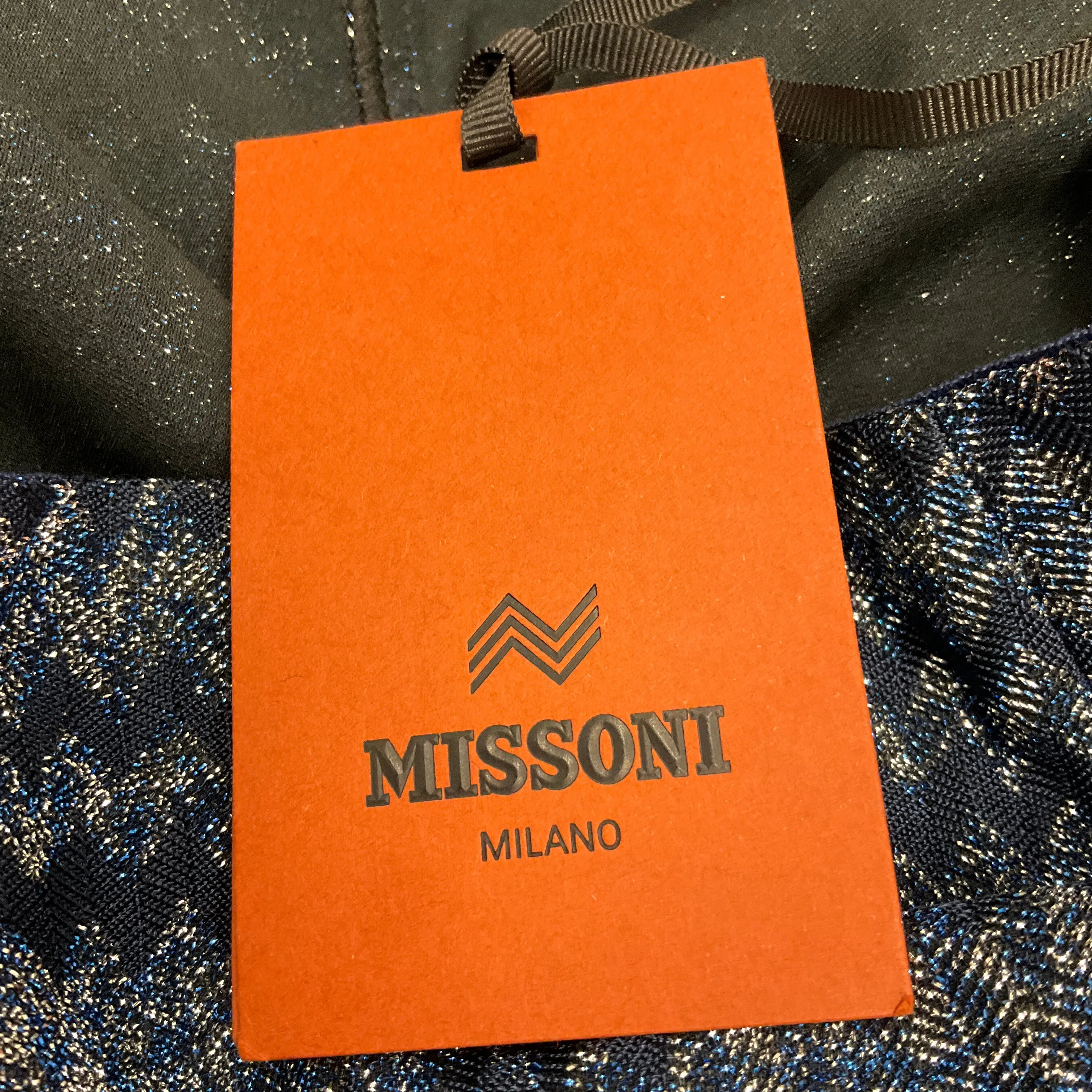 Missoni Blue / Silver Metallic 2022 Chevron Palazzo Trousers