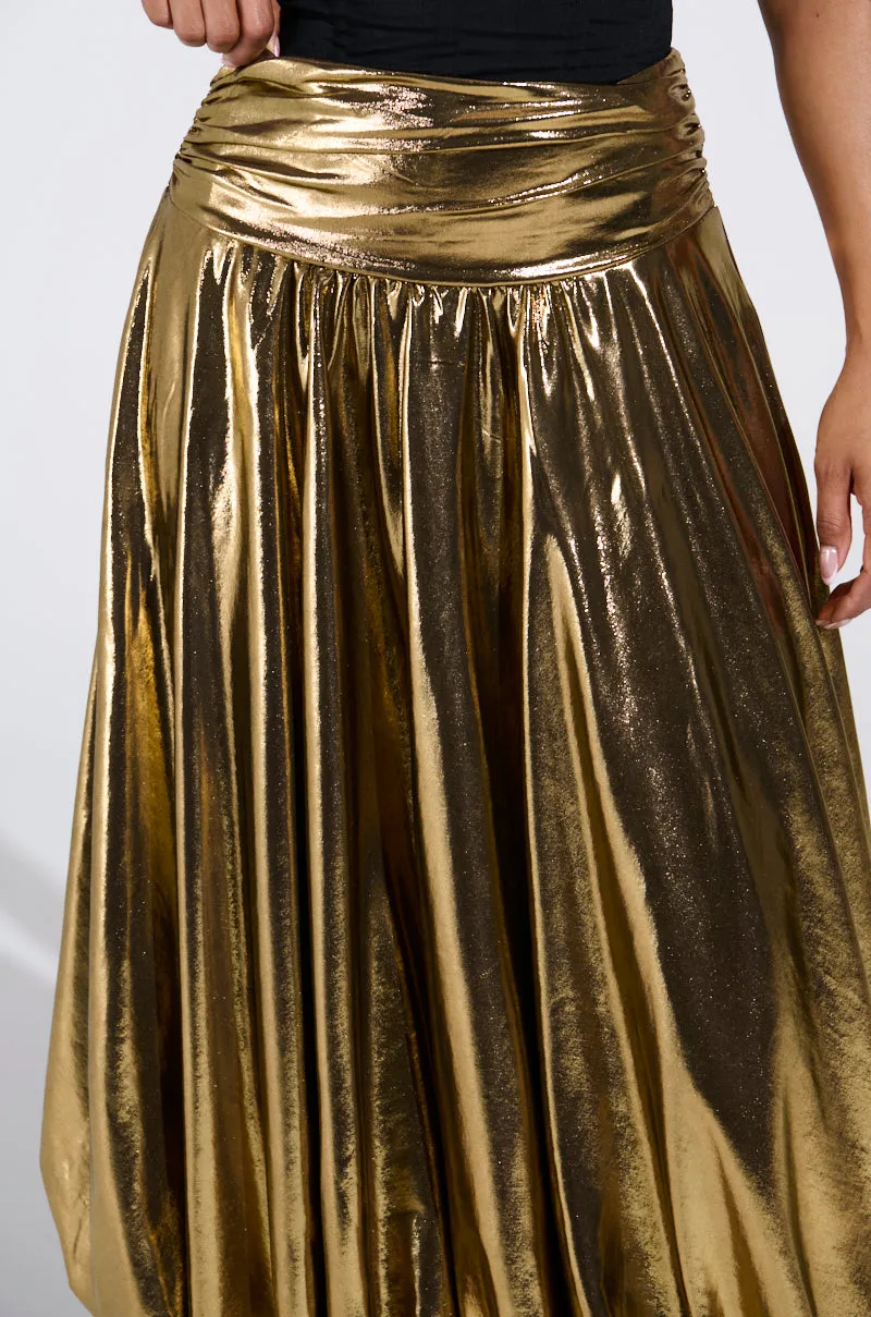 MONEY MAKER METALLIC MIDI SKIRT
