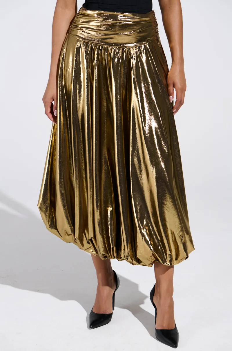 MONEY MAKER METALLIC MIDI SKIRT