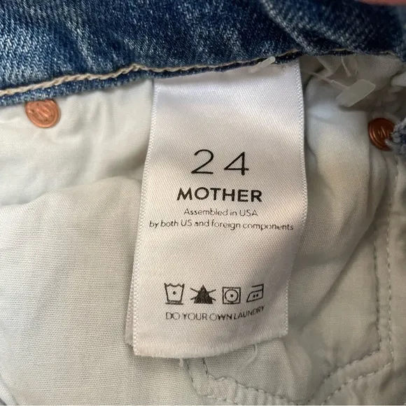 MOTHER the Sacred Slit Denim Mini Skirt the Confession Wash Distressed Size 24