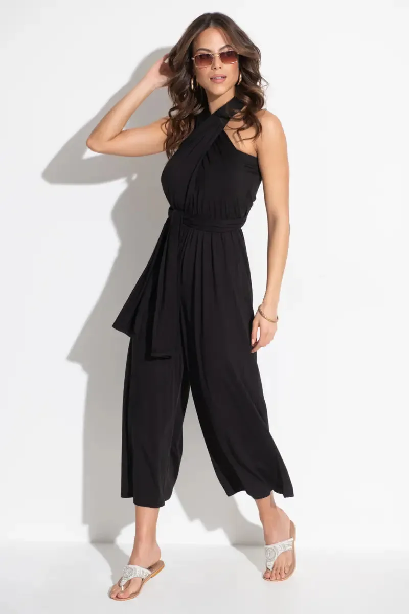 Multiway Jersey Beach Jumpsuit In Black - Pour Moi
