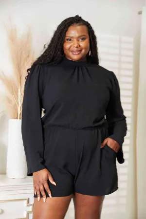 Neely Full Size Open Back Romper with Pockets