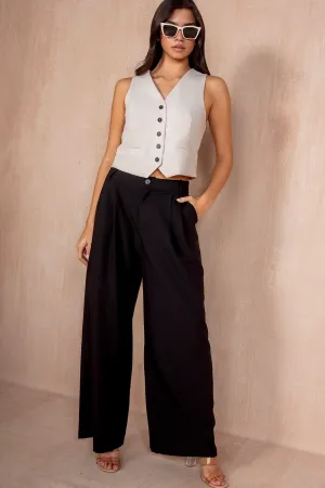 Nina Black Wide Leg Trousers
