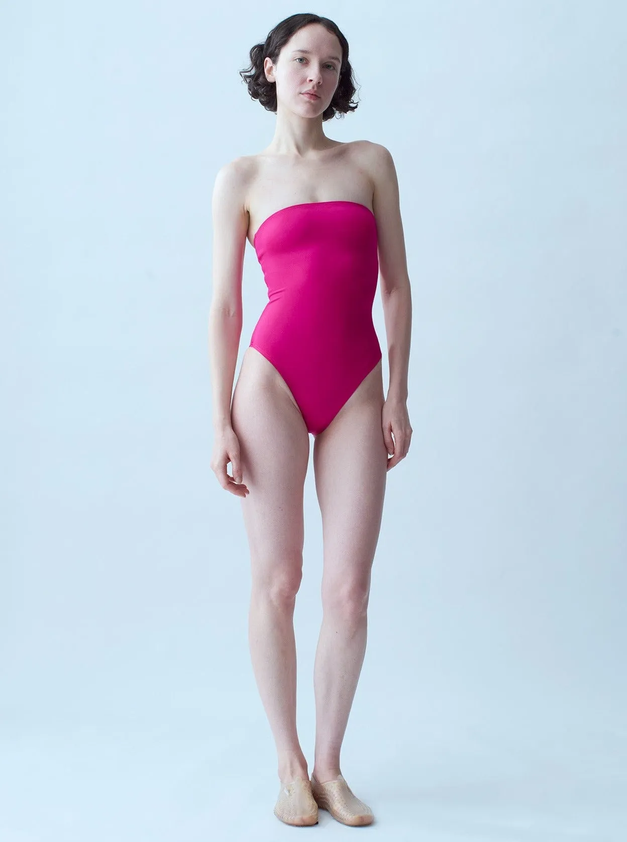 Nu Swim: Saturn Strapless One Piece - Fuchsia