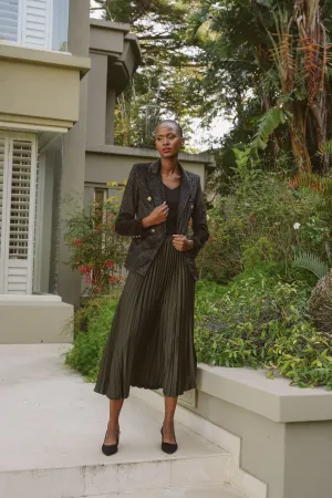 Olive Pleated Skirt