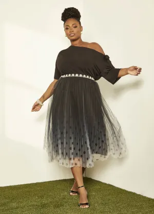 Ombre Polka Dot Midaxi Skirt