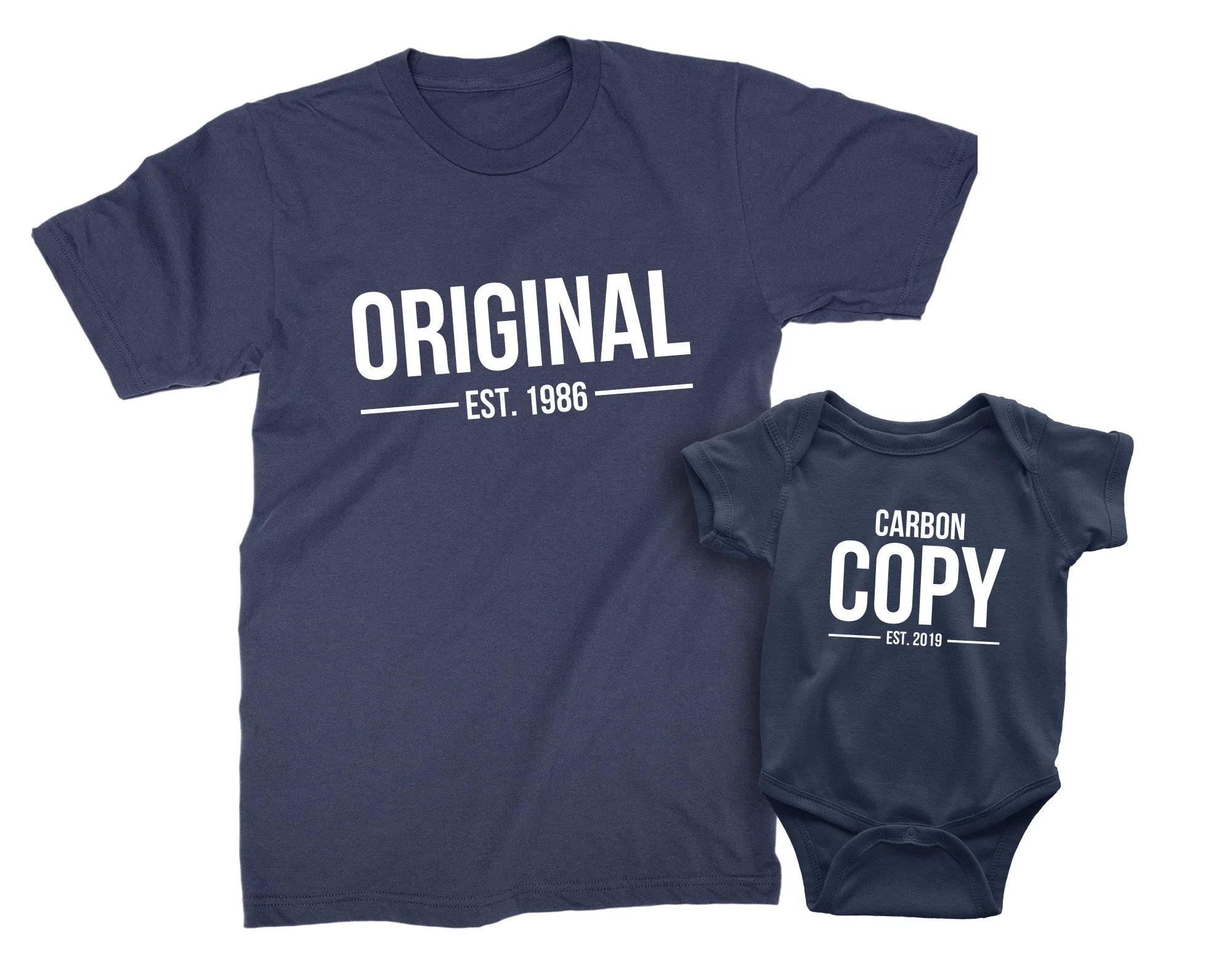 Original and Carbon Copy personalized matching tshirts set for Father & Children. Copy and Paste funny tees, gift for Fathers Day.
