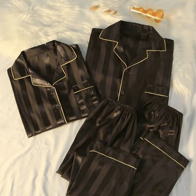 Pajamas Sets High-quality Light Luxury Silk Women's Pajama Spring Autumn Long-sleeve Cardigan Set Fashion Ice Silk Home Clothing