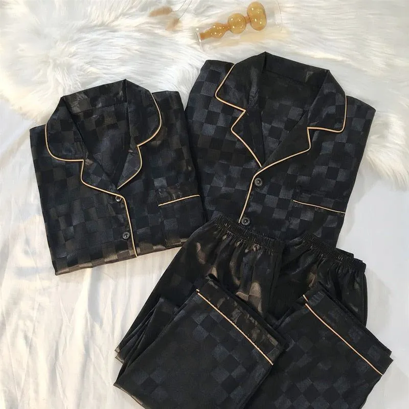 Pajamas Sets High-quality Light Luxury Silk Women's Pajama Spring Autumn Long-sleeve Cardigan Set Fashion Ice Silk Home Clothing