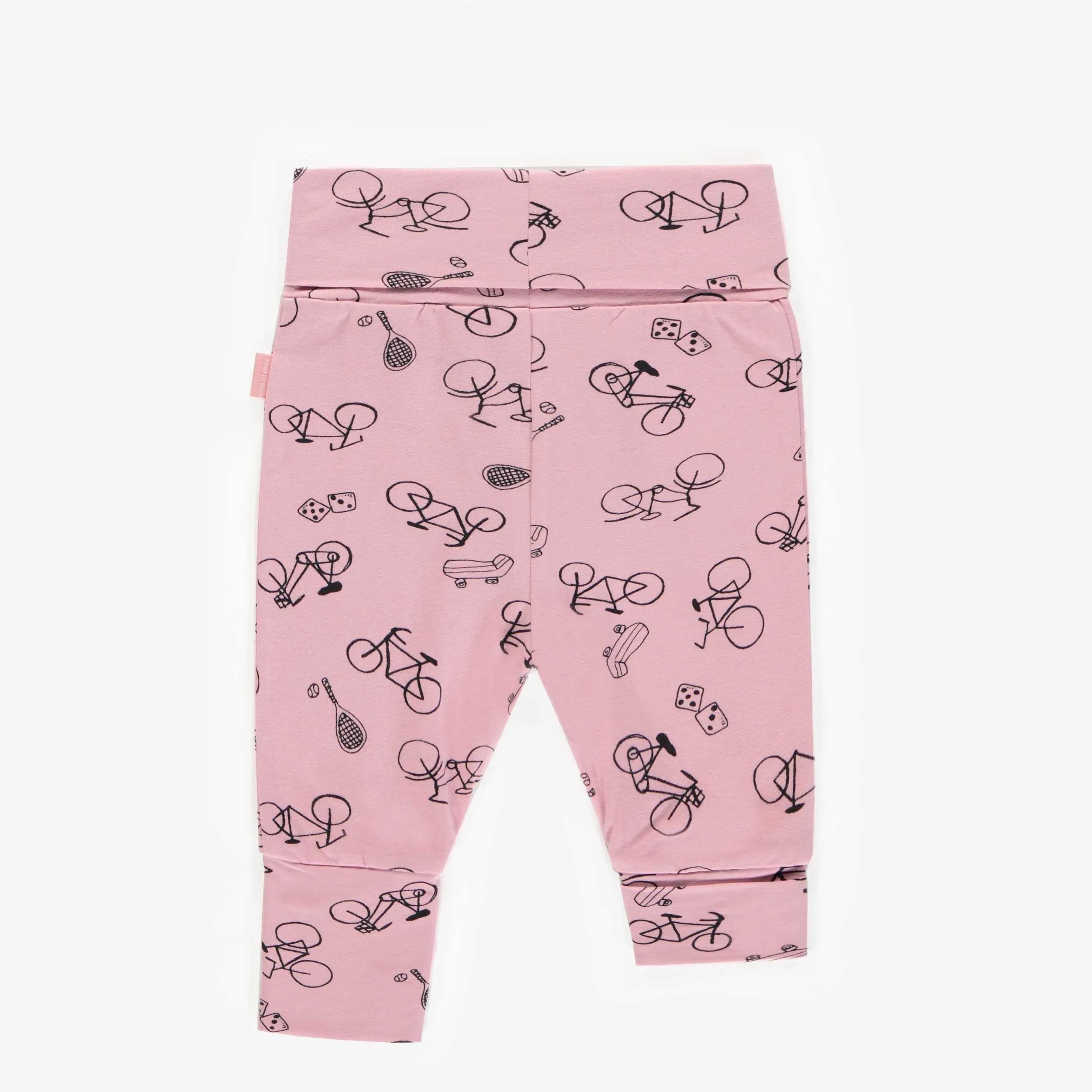 Pantalon évolutif rose à motifs en coton, bébé  || Evolutive pants pink patterned in cotton, baby