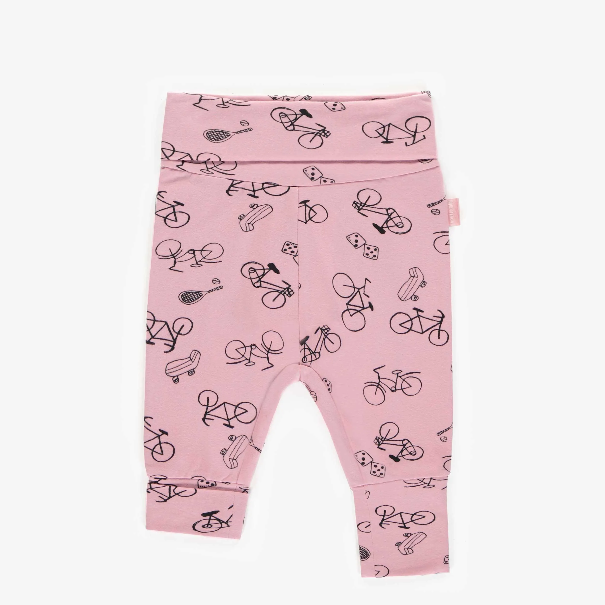 Pantalon évolutif rose à motifs en coton, bébé  || Evolutive pants pink patterned in cotton, baby