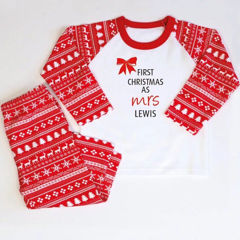 Personalised First Christmas as Mrs Red Christmas Pyjamas