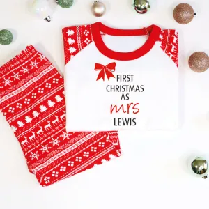 Personalised First Christmas as Mrs Red Christmas Pyjamas