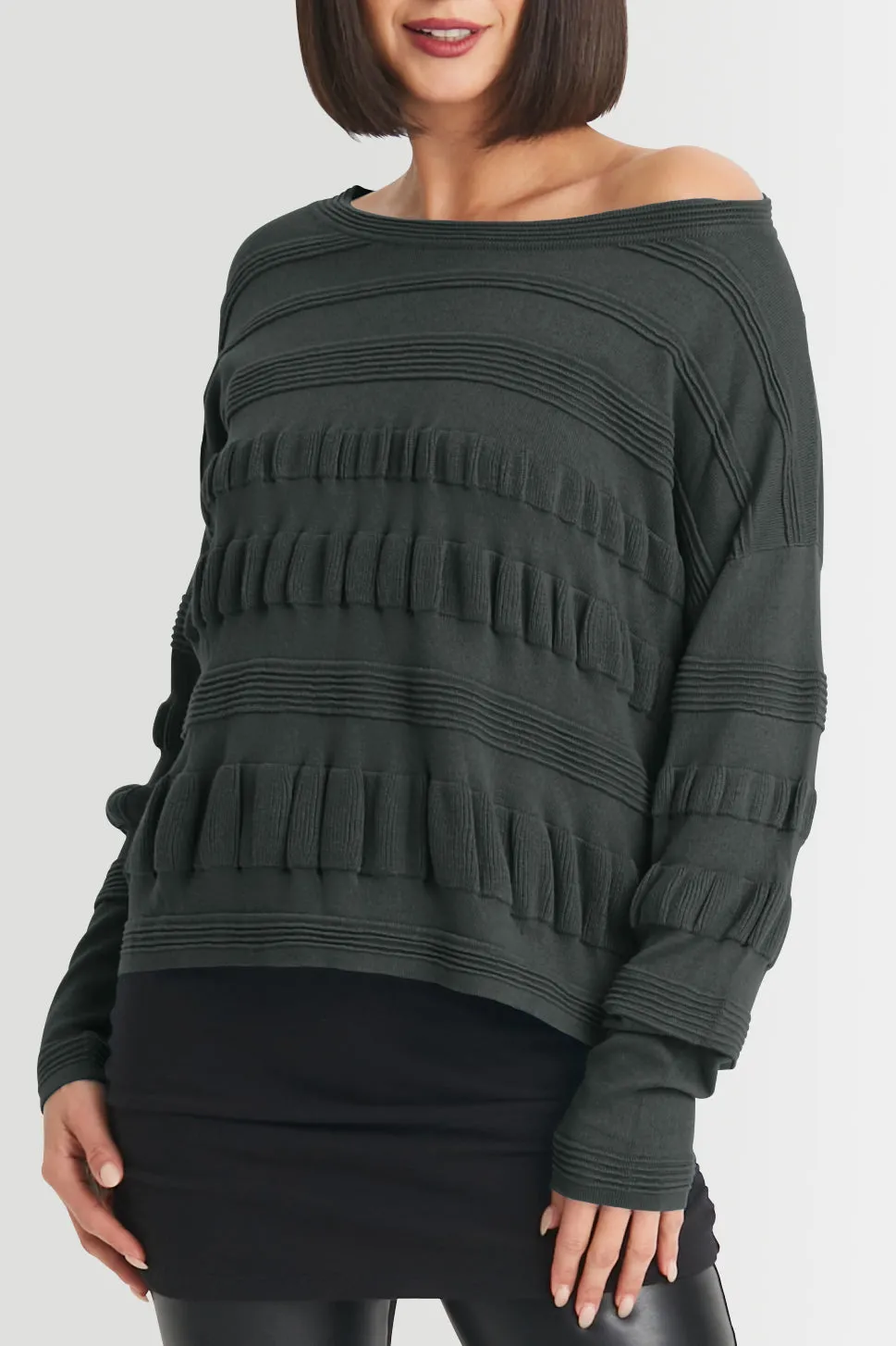 Pima Cotton Pucker Up Crewneck Sweater