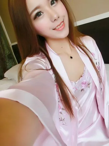 Pink Satin Chemise and Matching Robe