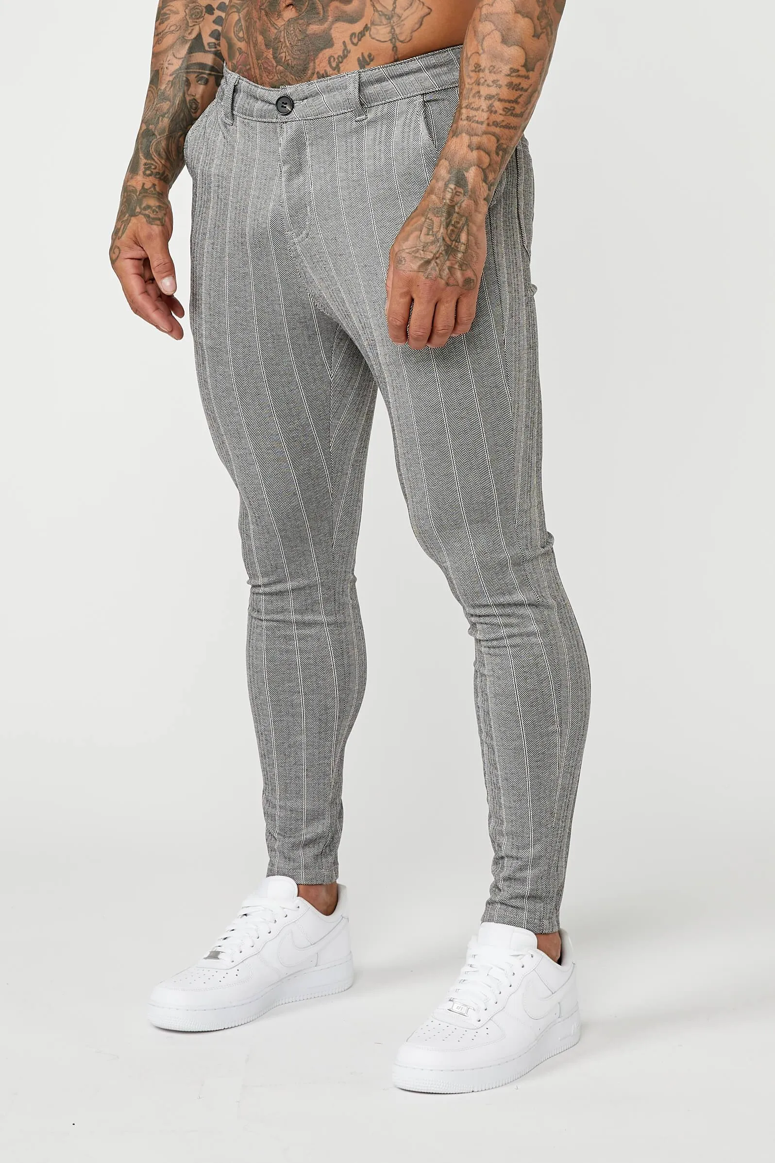 Pinstripe Trousers - Grey