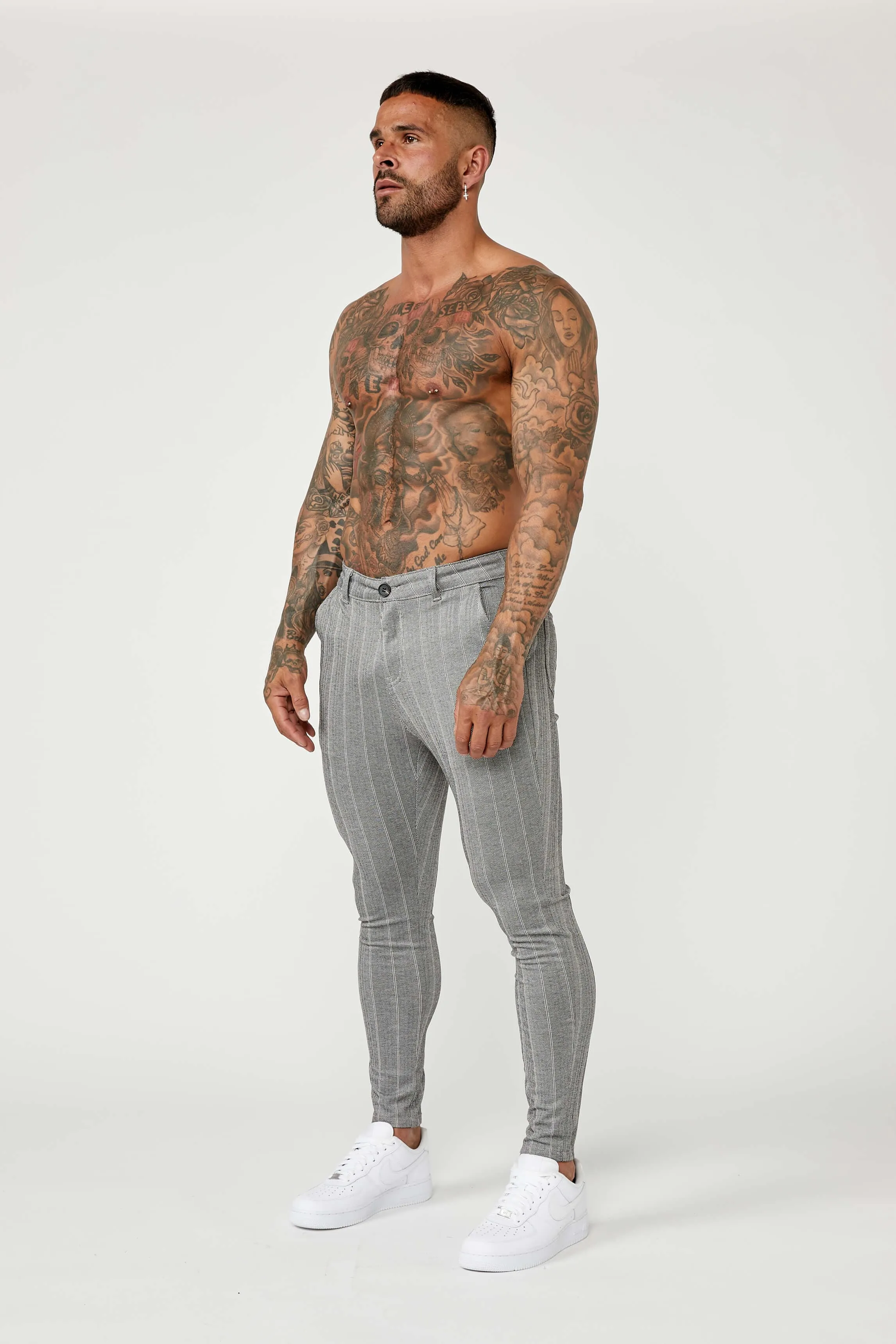 Pinstripe Trousers - Grey