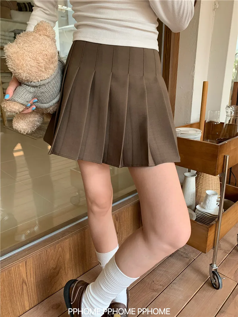 pleated commuter gray skirt