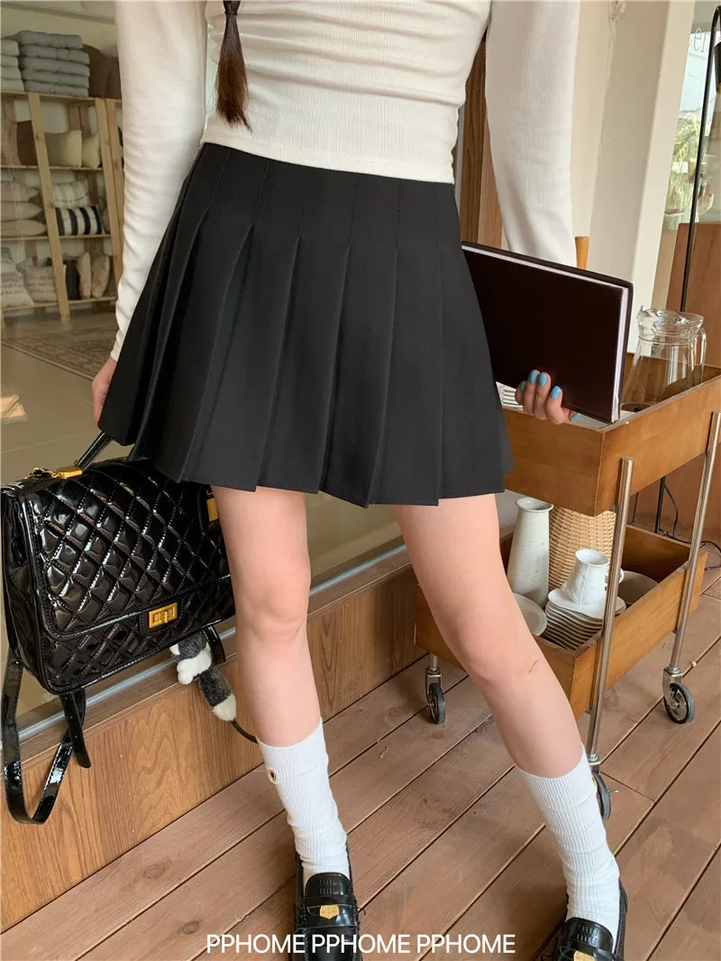 pleated commuter gray skirt