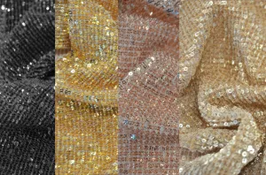 Pleated Glitz Fabric by the Yard | Pleated Sequins Fabric | 100% Polyester | Mechanical Stretch |