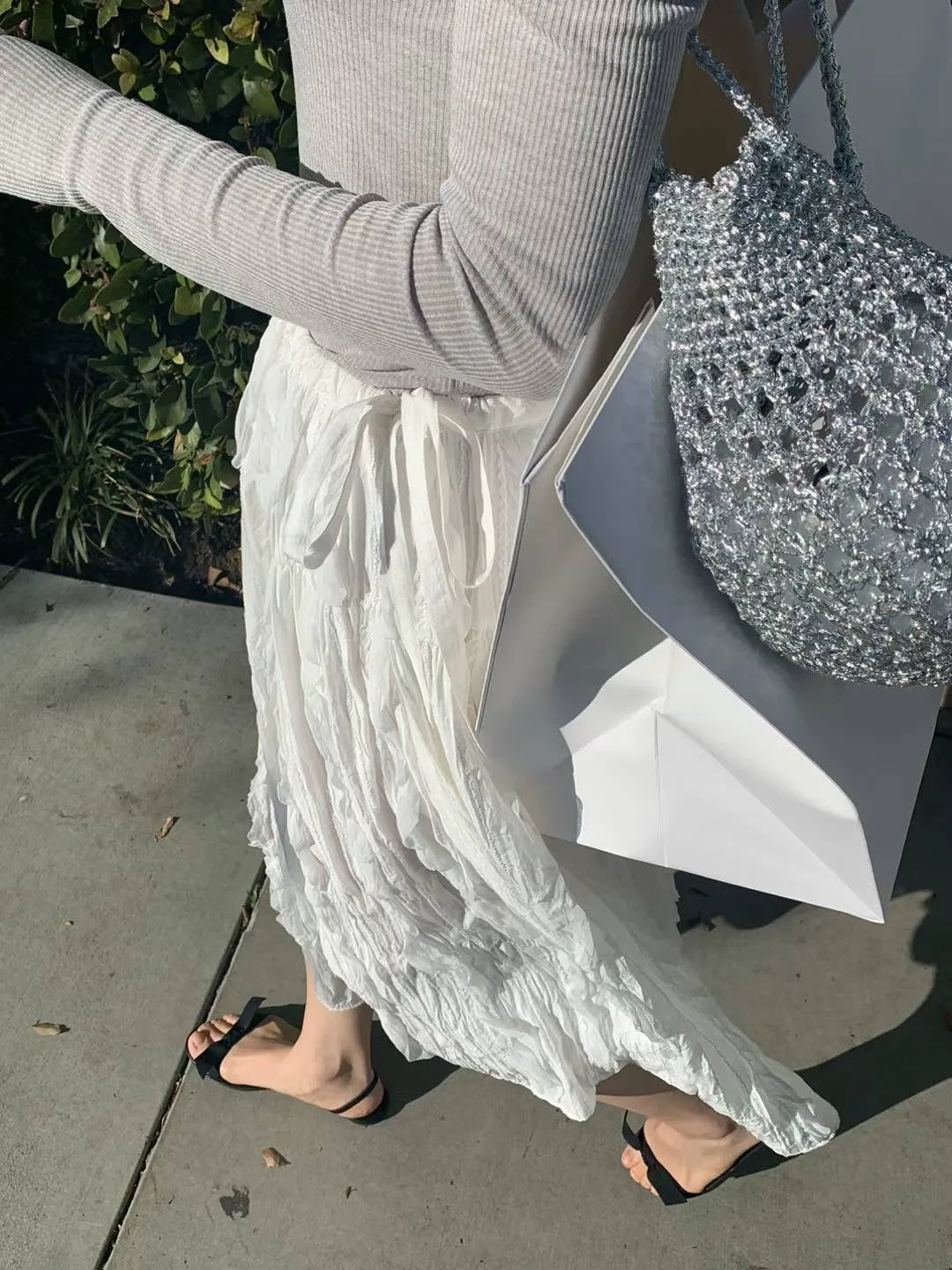 Pleated lace skirt