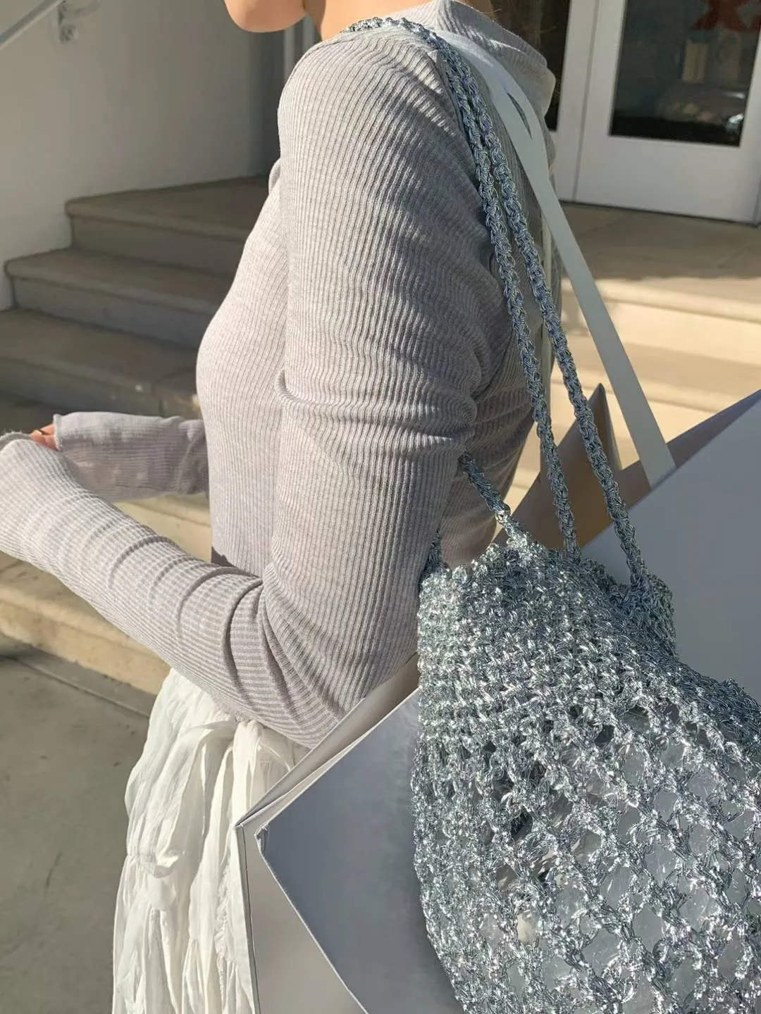 Pleated lace skirt