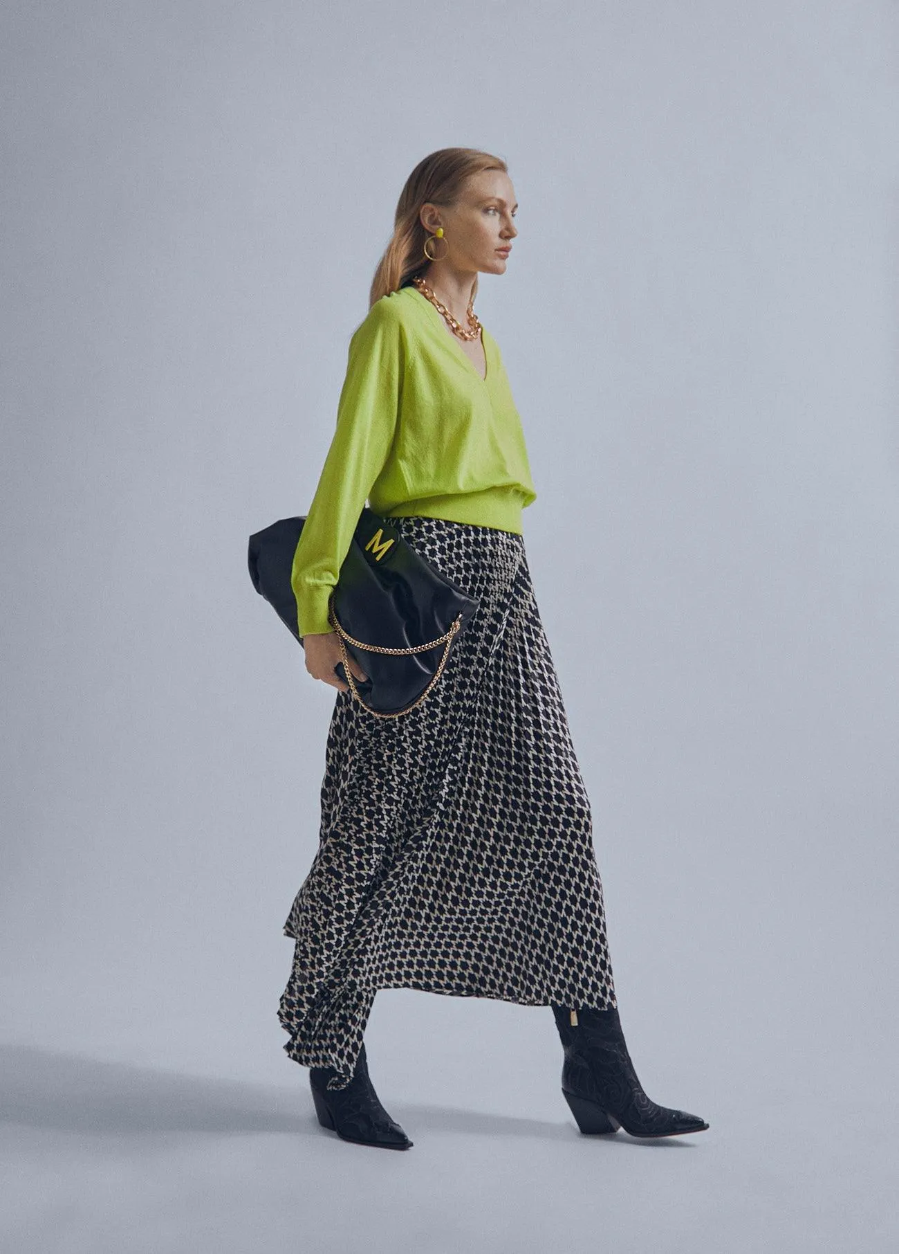 Pleated midi skirt