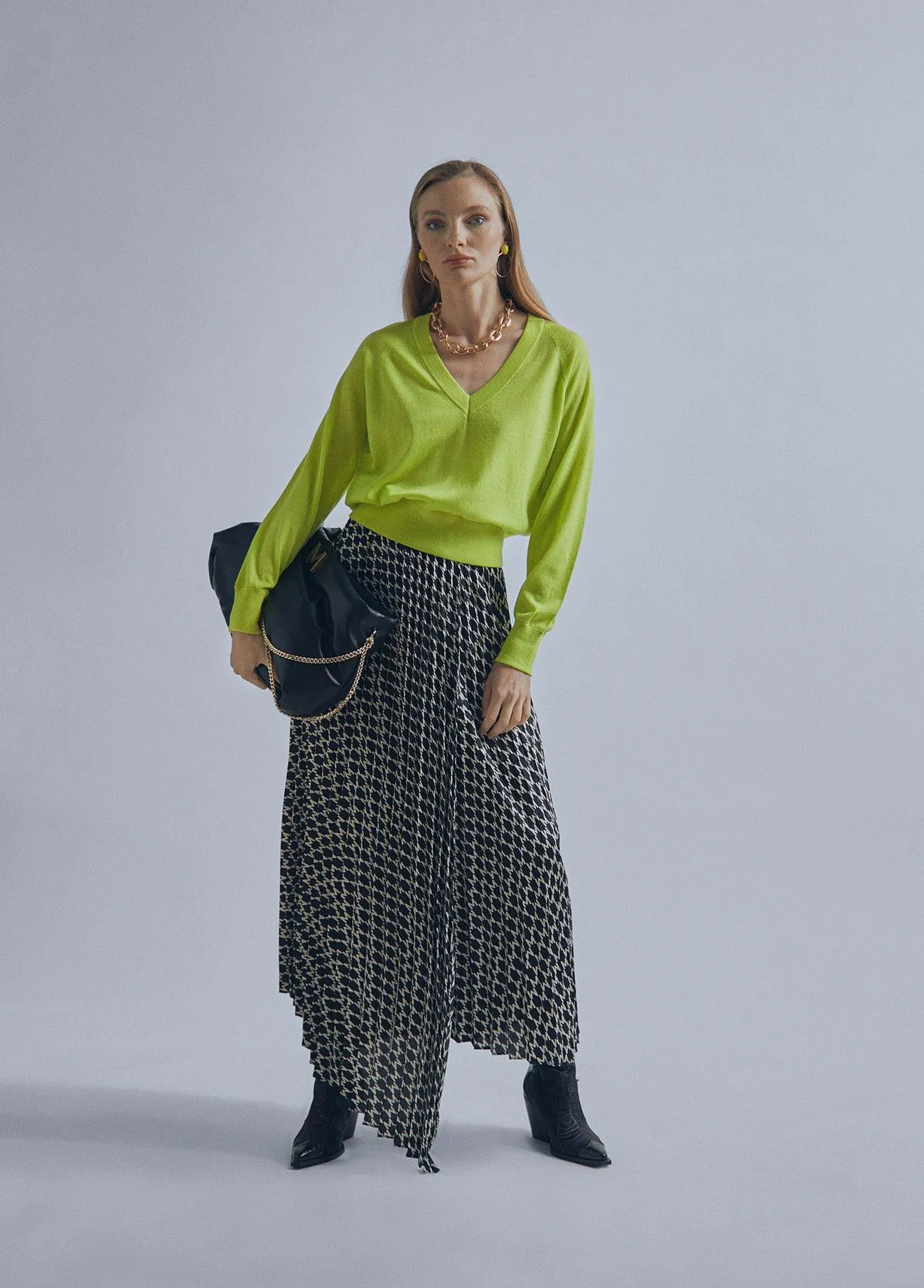 Pleated midi skirt